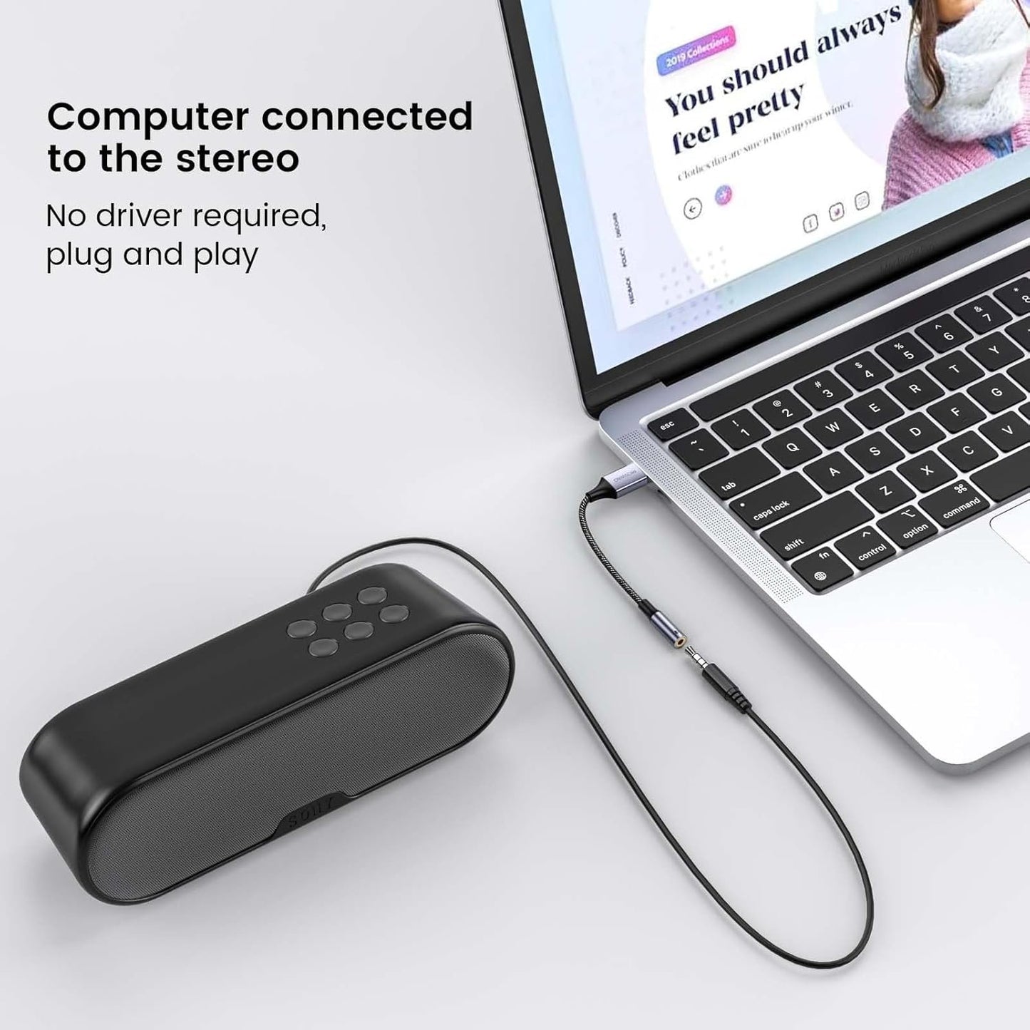 MOSWAG USB to Audio Jack Adapter 0.65Feet/20cm,External Sound Card Jack Audio Adapter with 3.5mm Aux Stereo Converter Compatible with Headset,PC,Laptop,Linux,Desktops,PS4 and More Device
