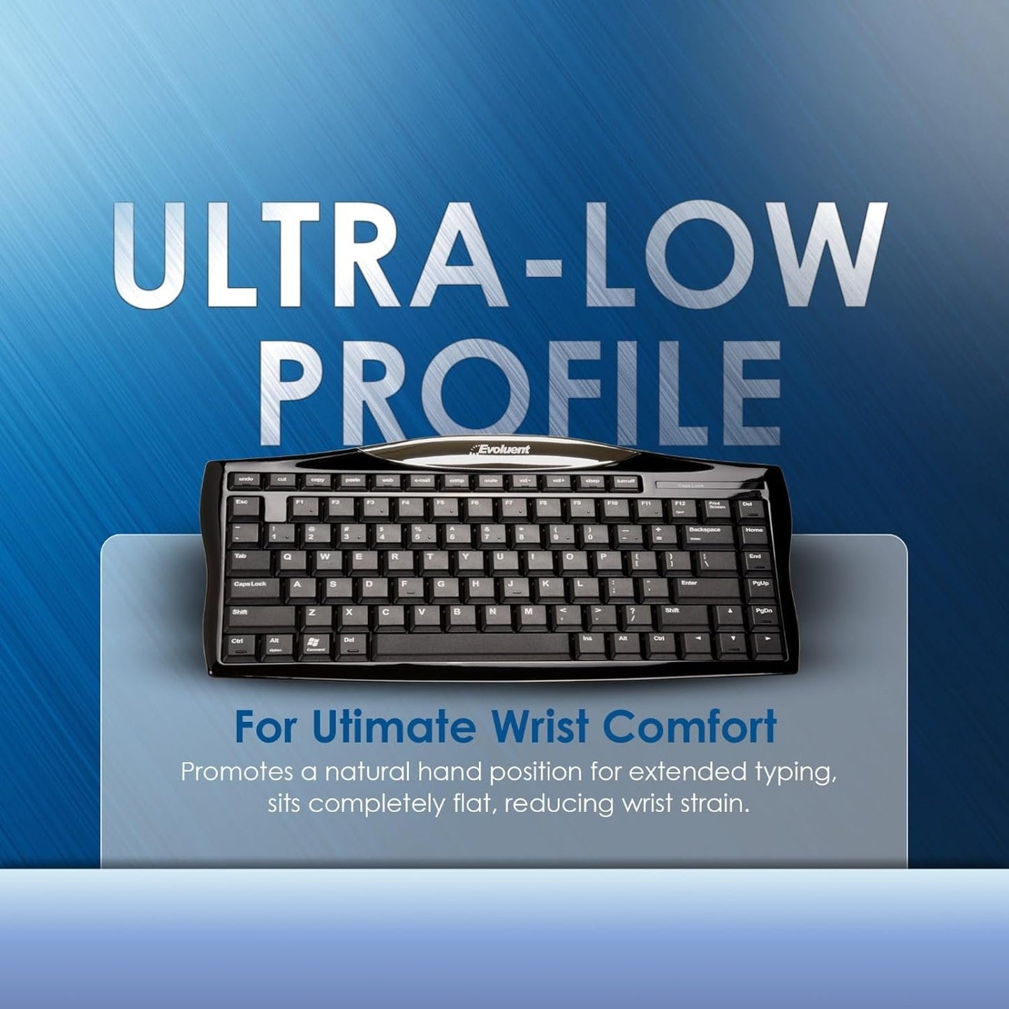 Evoluent EKB Essentials Full Featured Compact Keyboard, Black Housing, Black Keys, W