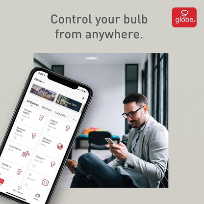 Globe Electric 50043 Wi-Fi Smart 10 Watt (90W Equivalent) Multicolor Changing RGB Tunable White Frosted LED Light Bulb, No Hub Required, Voice Activated, 2000K - 5000K, PAR38 Shape, E26 Base