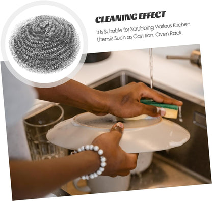 HEALLILY 6pcs Stainless Steel Scrubber for Kitchen Cleaning Heavy Duty Dish Scrubbers for Pots Pans Cast and