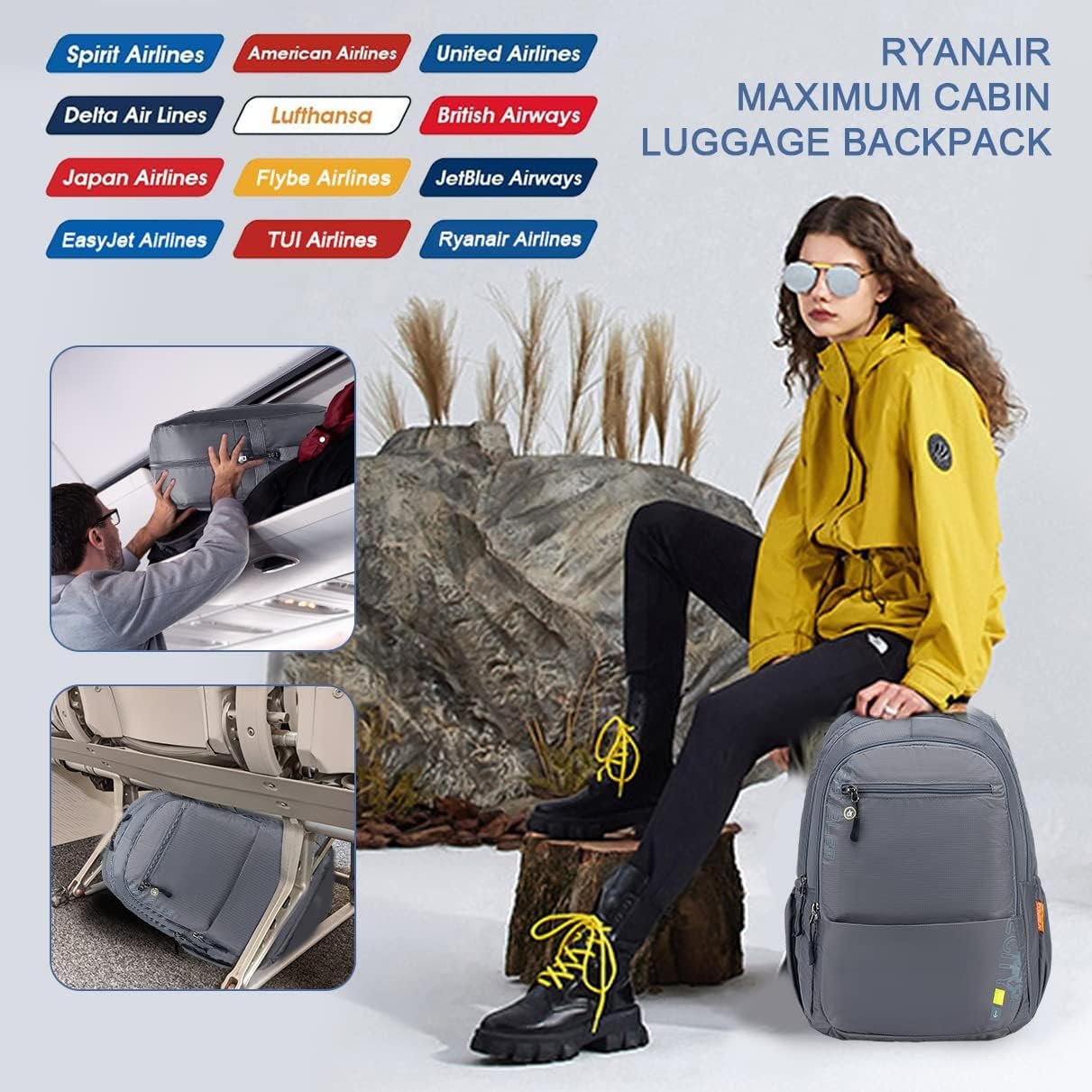 SPAHER Ryanair Cabin Bag 40x20x25 Hiking Backpack School Travel Backpack Mountaineering Bag Nylon Outdoor Waterproof Sport Trekking Camping Backpack Daypack Small Laptop Rucksack for All Persons