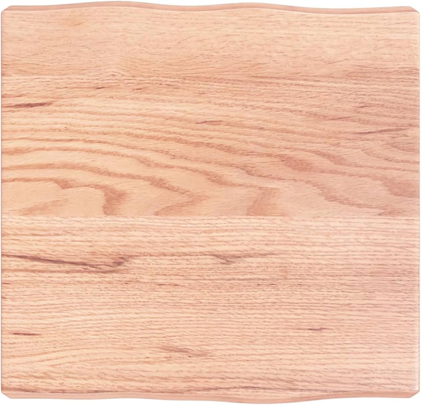 Light Brown Oak Wood Tabletop, 40 x 40 x 6 cm, Live Edge Design, Solid Oak Replacement for Coffee Table, Dining Table, Desk Surface, Kitchen Countertop