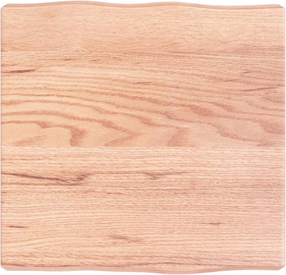 Light Brown Oak Wood Tabletop, 40 x 40 x 6 cm, Live Edge Design, Solid Oak Replacement for Coffee Table, Dining Table, Desk Surface, Kitchen Countertop