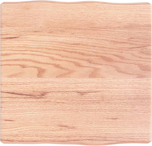 Light Brown Oak Wood Tabletop, 40 x 40 x 6 cm, Live Edge Design, Solid Oak Replacement for Coffee Table, Dining Table, Desk Surface, Kitchen Countertop