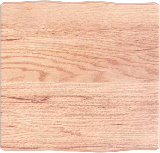 Light Brown Oak Wood Tabletop, 40 x 40 x 6 cm, Live Edge Design, Solid Oak Replacement for Coffee Table, Dining Table, Desk Surface, Kitchen Countertop
