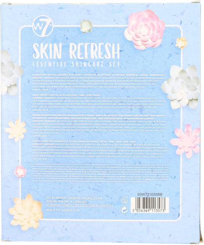 W7 - Skin Refresh Basic Gift Set - Face Moisturizer, Cleansing Gel, Tonic and Serum - Natural Cosmetics for Skin Care