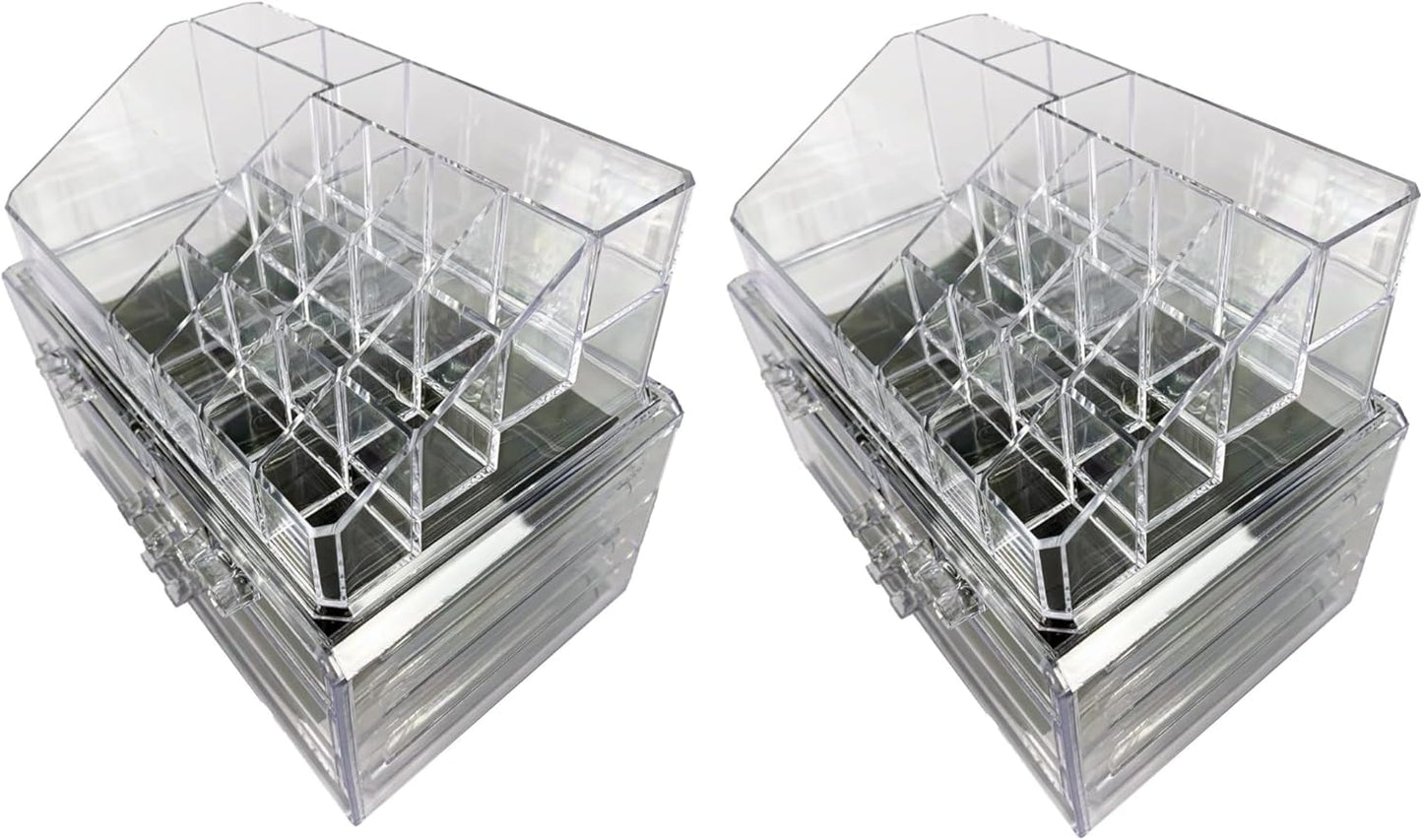 tempo di saldi 2 x Cosmetic Organizer with Drawers Make Up Accessories Bathroom Transparent