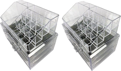 tempo di saldi 2 x Cosmetic Organizer with Drawers Make Up Accessories Bathroom Transparent
