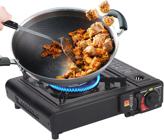 Camp Stove,Small Camping Stove Camp Cooker | Foldable Single Burner with Piezo Ignition, Windproof Cooker Outdoor Gear for Outdoor Cooking Travel Accessories
