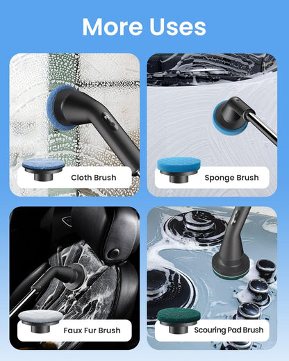 Leebein Electric Spin Scrubber, Upgraded Cordless Cleaning Brush Bathroom Scrubber, IPX7 Waterproof Shower Scrubber with 7 Brush Heads, Extendable Long Handle and 2 Speeds Scrubber for Bathtub Floor