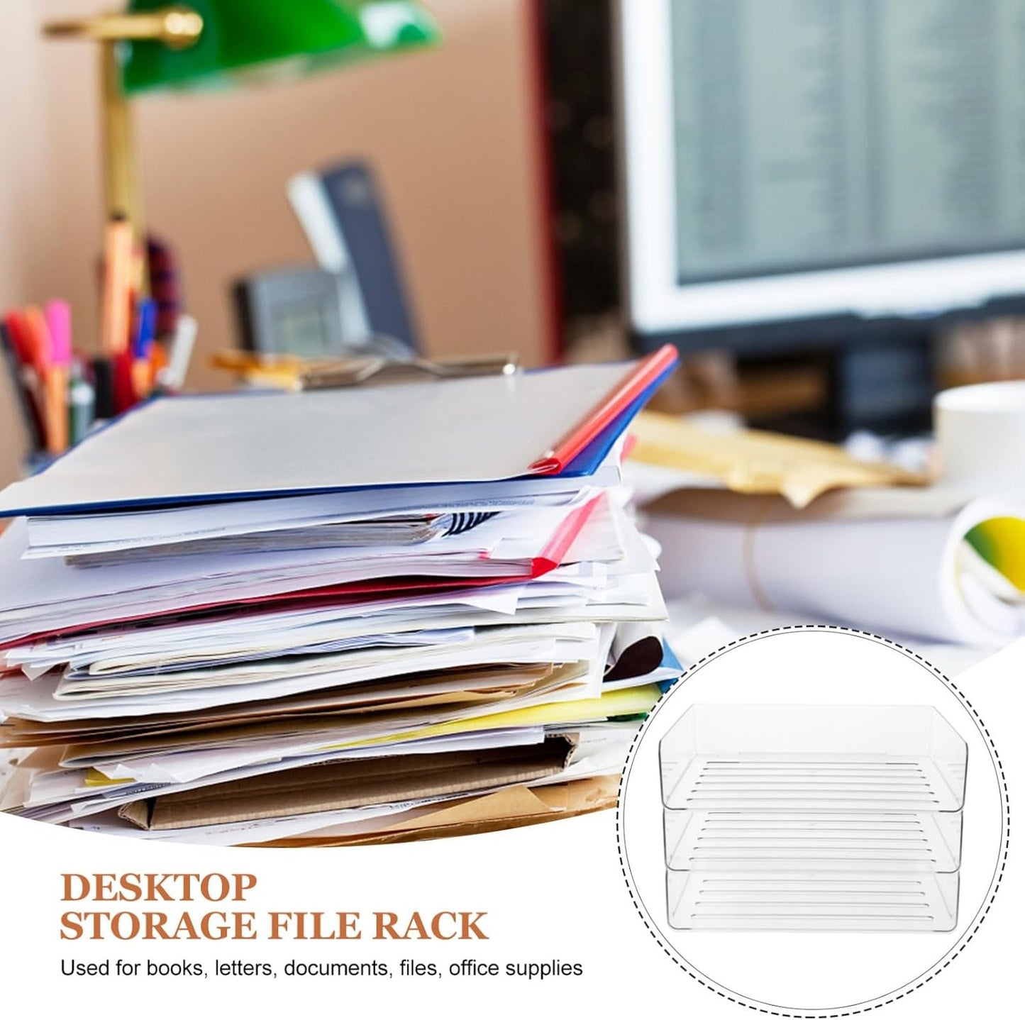 Tofficu Desk Organizer Storage Tray for Paper Pet Material Stackable Design for Efficient Workspace Organization for Office Home and School Use