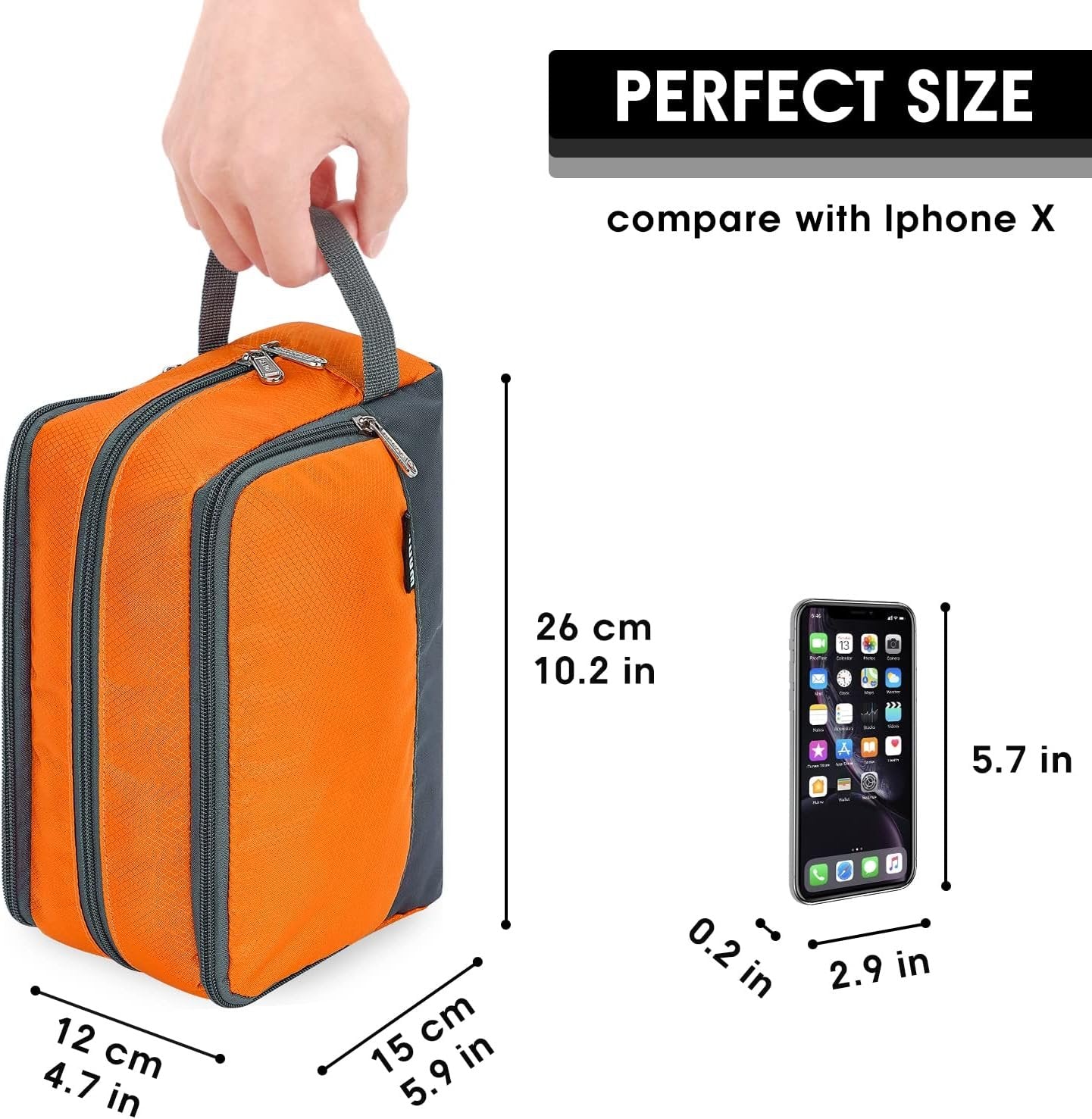 Toiletry Bag for Men Hanging Dopp Kit Water Resistant Shaving Bag Small Toiletry Bag for Traveling (Orange)