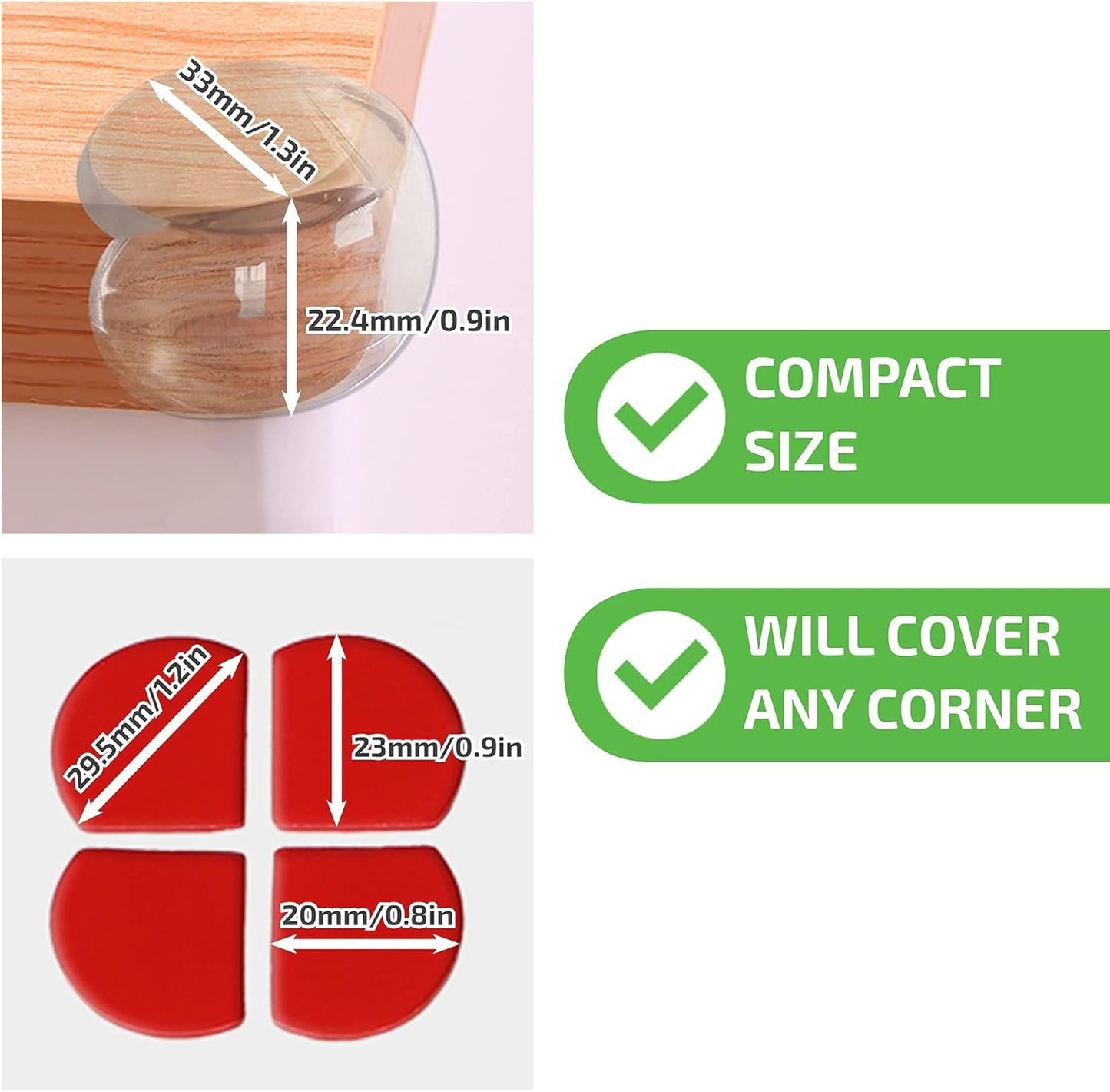 DLux Corner Guards - Set of 16 Clear Silicone Furniture Bumper Protectors with Replacement Tapes - Strong Acrylic Tape Backing, Easy to Install - Edge Guards for Tables, Beds, Countertop