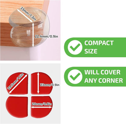 DLux Corner Guards - Set of 16 Clear Silicone Furniture Bumper Protectors with Replacement Tapes - Strong Acrylic Tape Backing, Easy to Install - Edge Guards for Tables, Beds, Countertop