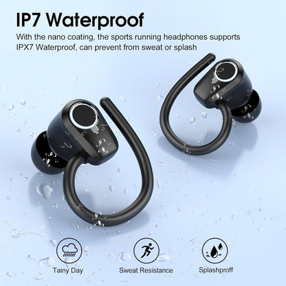 Wireless Earbuds, 50H Bluetooth 5.4 Headphones Sport, Wireless Earphones with HiFi Stereo Sound, IP7 Waterproof Bluetooth Earbuds with ENC Noise Canceling, LED Display Ear Buds for Sports/Workout