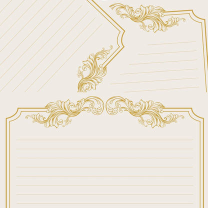 XXINMOH 90 Pieces Stationery Set with Envelopes (60 Vintage-Style Paper Sheets + 30 Envelopes), Gold Border Letter Writing Paper and Envelopes for Love Letter, Party Invitations