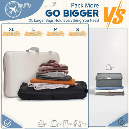 Euqvunn Set of Suitcase Organizer, Compression Packing Cube, Large Organizer Suitcase, Waterproof Underwear Travel Set for Backpacks, 4 Pieces Set