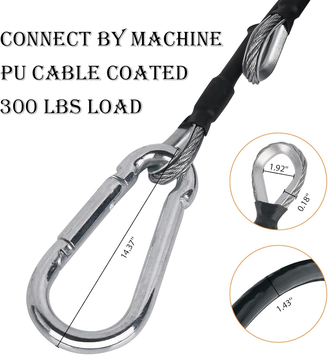 Dsyboko 39 Inch Fitness Extension Cable, Home Gym Cable Pulley System Fitness Cable for Pulley Machine Accessories,Thick 5Mm Heavy Duty Pulley Cable for Home Gym, Black