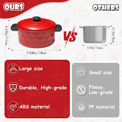 Lehoo Castle Play Kitchen Accessories, Play Pots and Pans Sets for Kids Kitchen, Play Food Sets for Kids, Kitchen Play Set Toddler Cooking Set, Toy Foods for Toddlers 3-5 Girls