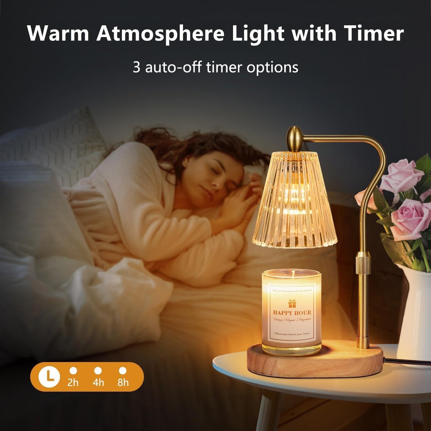 Imenlox Candle Warmer Lamp, with Timer and Dimmer, Adjustable Height, Birthday Gifts for Women Mom, Wax Melt Warmer for Scented Jar Candles, Home Decor
