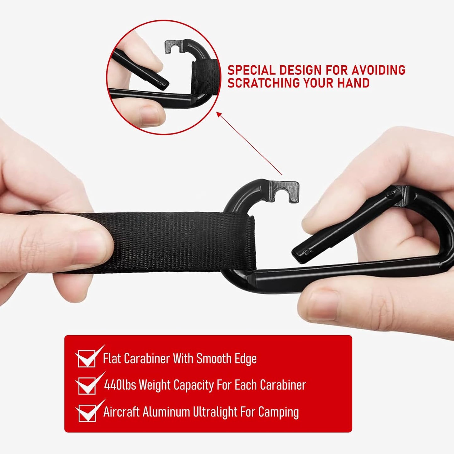 SOOPRNO Camping Hammock. Portable Double and Single Hammock with 2 Tree Straps and Attached Carry Bag. Camping Gear for Outdoor Hiking Camping Beach Backpacking Travel. (Black & Red)