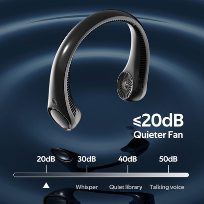 Portable Neck Fan, Hands Free Bladeless Fan, 360Â° Cooling Personal Fan,Wearable Quiet Fan for Outdoor Indoor, Birthday Gifts for Men Women Mom Dad, 4000mAh Battery USB Rechargeable, 3-Speeds(Black)