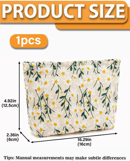 TPZORJX Toiletry Bag for Women Clutch Makeup Bag with Zipper Toiletry Bag Travel Makeup Bag Cosmetic Organizer Beauty Case Travel Makeup Bag Daisy Pattern