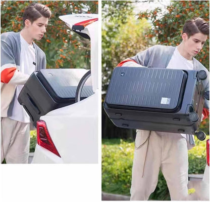 Suitcases Suitcases with Wheels Large-Capacity Aluminum Frame Luggage Security TSA Combination Lock Carry On Luggage Drop-Proof Suitcase Travel(Color:Black)