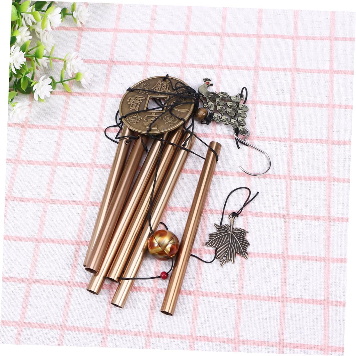Happyyami 1 Pc decorazione dell'anello del carillon del gadget casa oggettistica casa manica a filatori campanello a musicale multi-tubo campanello a in metallo Brown