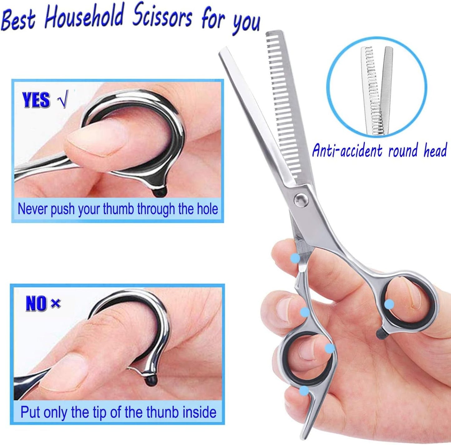 ESSOY Professional Thinning Shears Hair Cutting Teeth Scissors(6.7-Inches),Stainless Steel Haircut Scissor with Fine Adjustment Screw for Home Salon,Barber Hairdressing Scissor for Women Men Kids