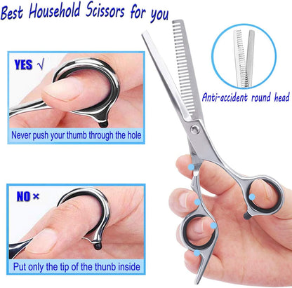 ESSOY Professional Thinning Shears Hair Cutting Teeth Scissors(6.7-Inches),Stainless Steel Haircut Scissor with Fine Adjustment Screw for Home Salon,Barber Hairdressing Scissor for Women Men Kids