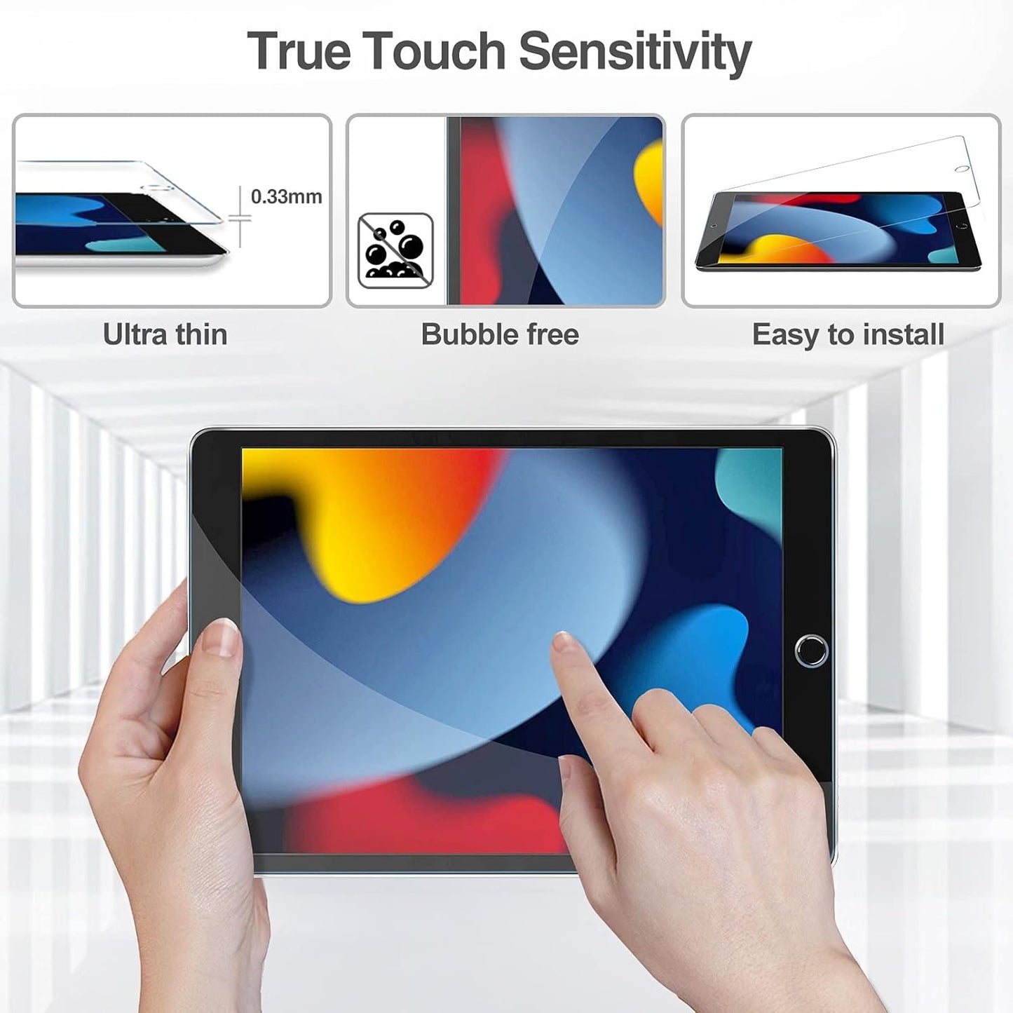ProCase 2 Pack Screen Protector for iPad 10.2 9th 2021/ 8th 2020/ 7th 2019, Tempered Glass Film Guard for A2602 A2603 A2270 A2428 A2197 A2198 A2200 -Clear