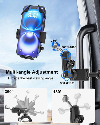 Kolasels A Pillar Grab Handle Phone Mount for Car/Truck [Shockproof Metal Arm] Universal Phone Clip Phone Holders for Your Car, Truck, Picku, Suv, Van, Excavator, Front Loader, Fit for iPhone 16 15 14
