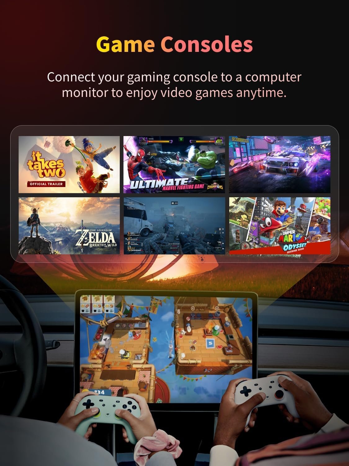 KALOS Car TV Mate Wireless Carplay Adapter & Android Auto Adapter, 3 in 1 HDMl Multimedia TV Stick Converter, Compatible with Fire T V Stick, Switch, Plug & Play Streaming Device