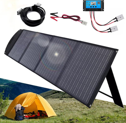 300W Portable Solar Panel 18V, Foldable USB Solar Panel Charger, IP65 Waterproof, USB Output, Portable Solar Charger Monocrystalline Compatible with Smartphone Tablets for Outdoor Activities