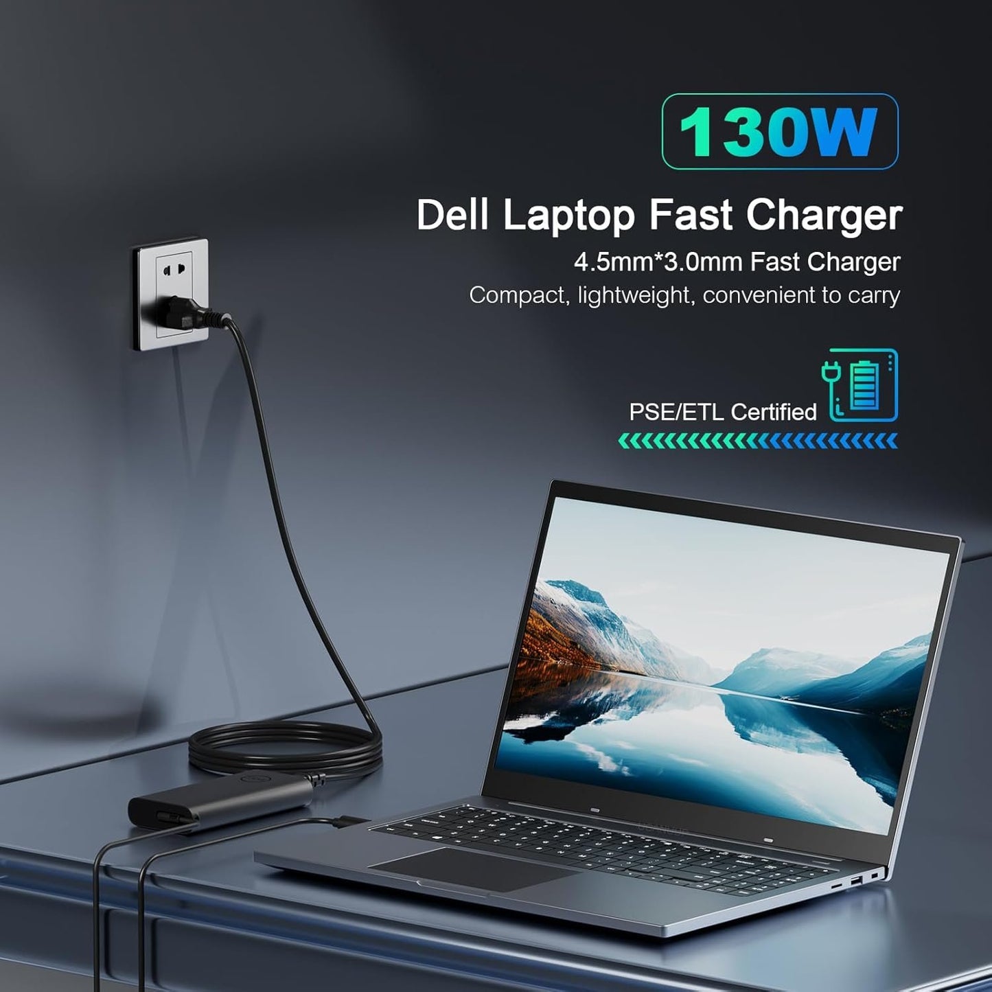 130W Dell Laptop Charger Slim Tip 4.5mm for Dell XPS 15 7590 9530 9550 9560 9570 9575 Inspiron 7348 Precision M3800 5510 5520 5530 06TTY6 AC Adapter Power Replacement Supply Cord