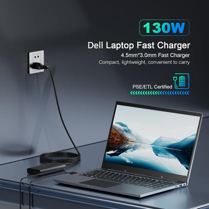 130W Dell Laptop Charger Slim Tip 4.5mm for Dell XPS 15 7590 9530 9550 9560 9570 9575 Inspiron 7348 Precision M3800 5510 5520 5530 06TTY6 AC Adapter Power Replacement Supply Cord