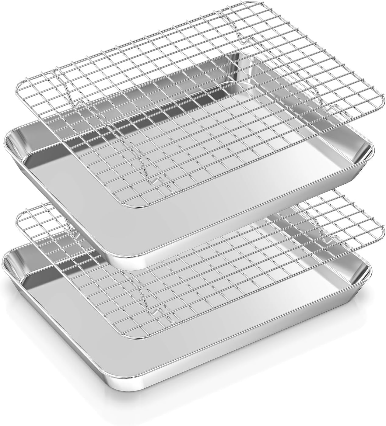 Baking Sheet Baking Pans Set with Cooling Rack Cookie Sheets for Baking Stainless Steel Pan for Baking Bakeware Sets 3PCS Cooling Racks for Cooking and Baking for Bacon Pizza Pan 9 x 7 x 1 Inch 12PCS
