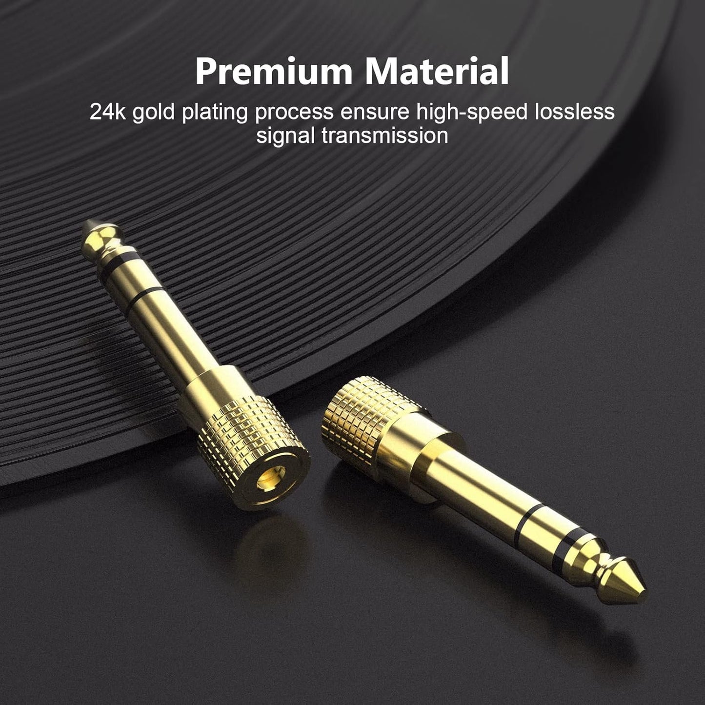 2 Pack 6.35mm (1/4 inch) Male to 3.5mm (1/8 inch) Female Stereo Audio Adapter Converter for Speaker Headphone, Digital Piano, Guitar Headphones Amp, Gold Plated