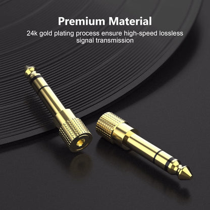2 Pack 6.35mm (1/4 inch) Male to 3.5mm (1/8 inch) Female Stereo Audio Adapter Converter for Speaker Headphone, Digital Piano, Guitar Headphones Amp, Gold Plated