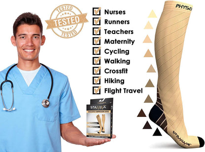 Physix Gear Compression Socks 20-30 mmHg - Men & Women - Running, Nurses, Shin Splints, Flight, Travel (-)