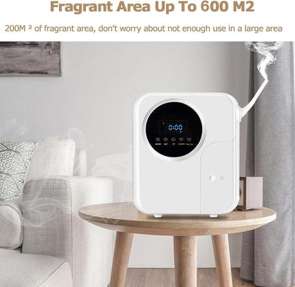 Smart Scent Air Machine, Commercial Essential Oil Diffuser with 150Ml Oil Bottle, Waterless Condensation Nebulization Wall Mounted Aromatherapy Diffuser Covering 200㎡ App Control Timing Cycle Work