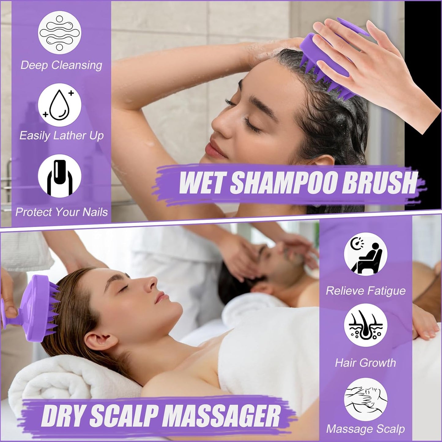 YeaHapiday Hair Oil Applicator and Scalp Massager for a Unique Experience of Hair Oiling and Hair Care, Scalp Brush (Purple)