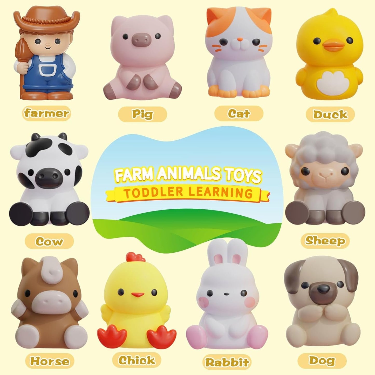 Learning Toy for Toddlers 1 2 3+ Years Old, 20 PCS Farm Animal Barn Toy & Finger Puppets, Montessori Educational Toy for Kids, Kids Toy with 10 Animals & 10 Barns for Babies Boys Girls