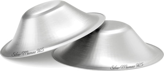 Silver Mamas Nursing Cups for Nursing Newborn, Silver Nipple Covers Breastfeeding, 925 Silver Nursing Shields, Healing Cups, Newborn Essentials Must Haves, Soothe Sore and Cracked Nipples (Medium)
