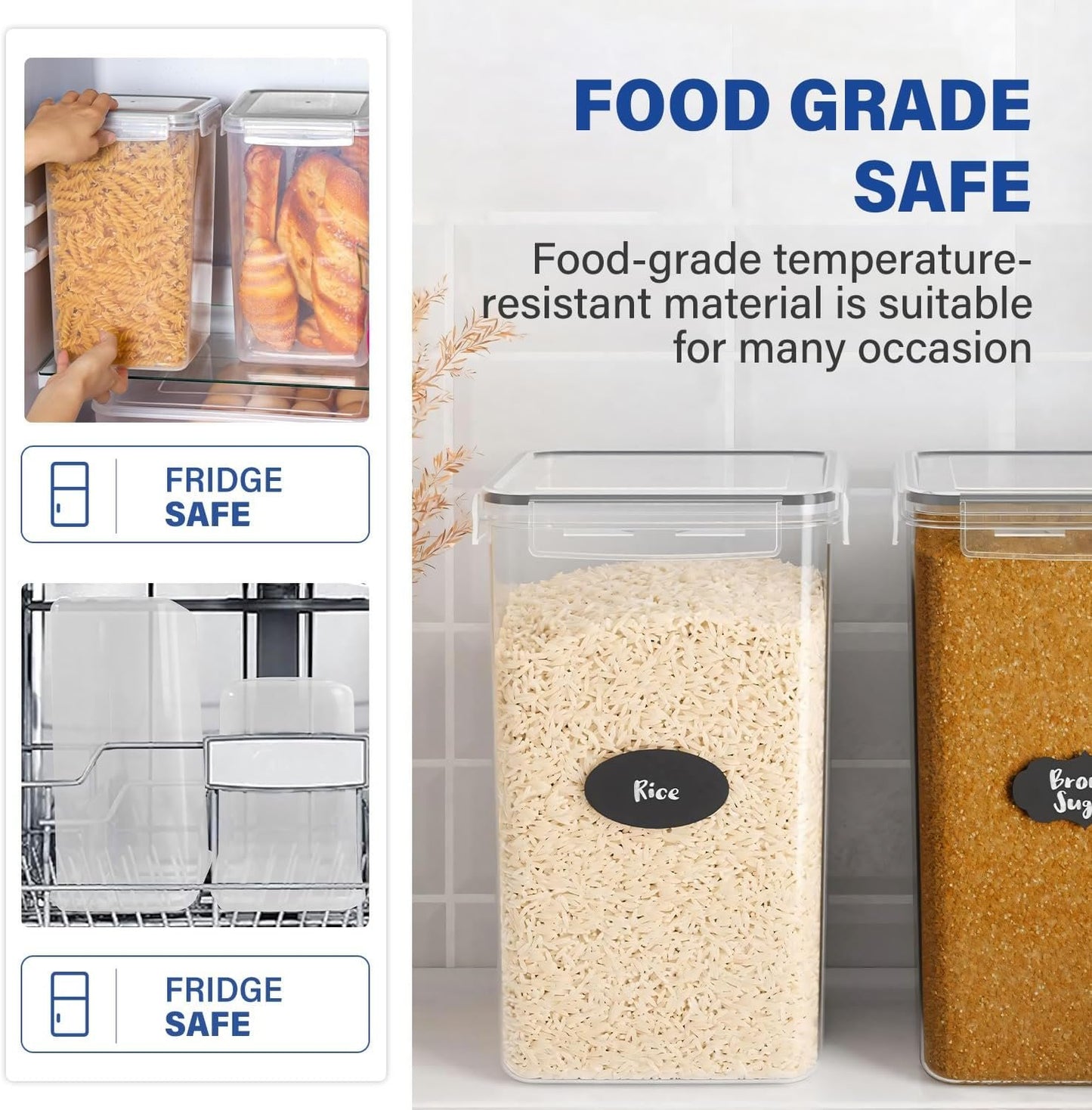 Stelive 2-Piece Extra Large Food Storage Containers (6.5L/Each) Airtight Pantry Storage Containers Organiser Dry Food Canisters Plastic Leak-proof Canisters for Home & Kitchen with Labels & Pen