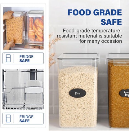 Stelive 2-Piece Extra Large Food Storage Containers (6.5L/Each) Airtight Pantry Storage Containers Organiser Dry Food Canisters Plastic Leak-proof Canisters for Home & Kitchen with Labels & Pen