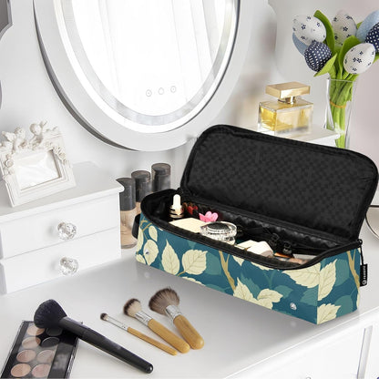 Borsa da viaggio per strumenti per capelli e tappetino resistente al calore, custodia da viaggio a doppio strato per utensili caldi e accessori per la cura dei capelli, foglia di timo, beige, foglia