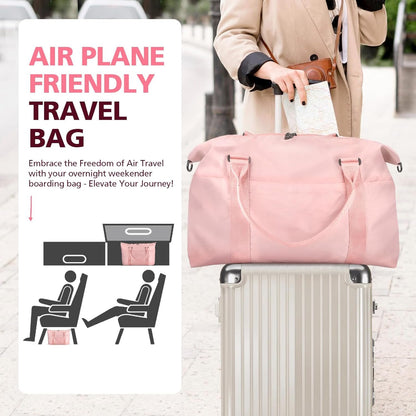 EASYFUN Travel Duffle Bag, Waterproof Weekender Carry On Tote Bags for Women, Men, Hospital Bag, Overnight Bag Luggage with Trolley Sleeve