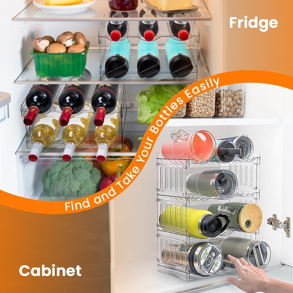 Water Bottle Organizer for Stanley Tumbler 40 OZ, 3 Pack Water Bottle Holders, Pantry Kitchen Organizers and Storage for Stanley Cup Accessories, Stackable Wine Rack, House Warming Gifts New Home